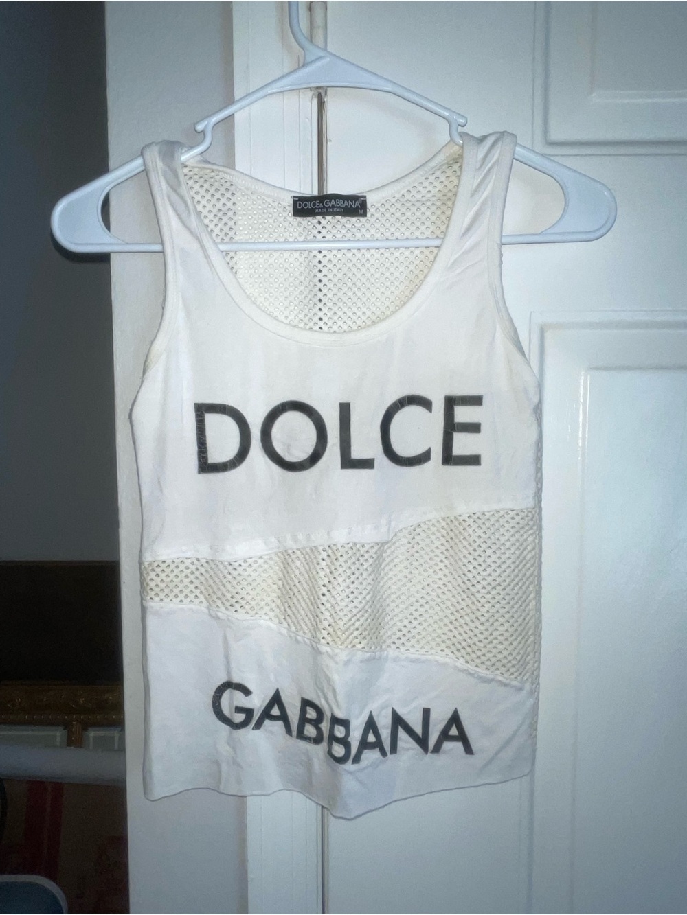 Dolce & Gabbana White Mesh Logo Tank Top